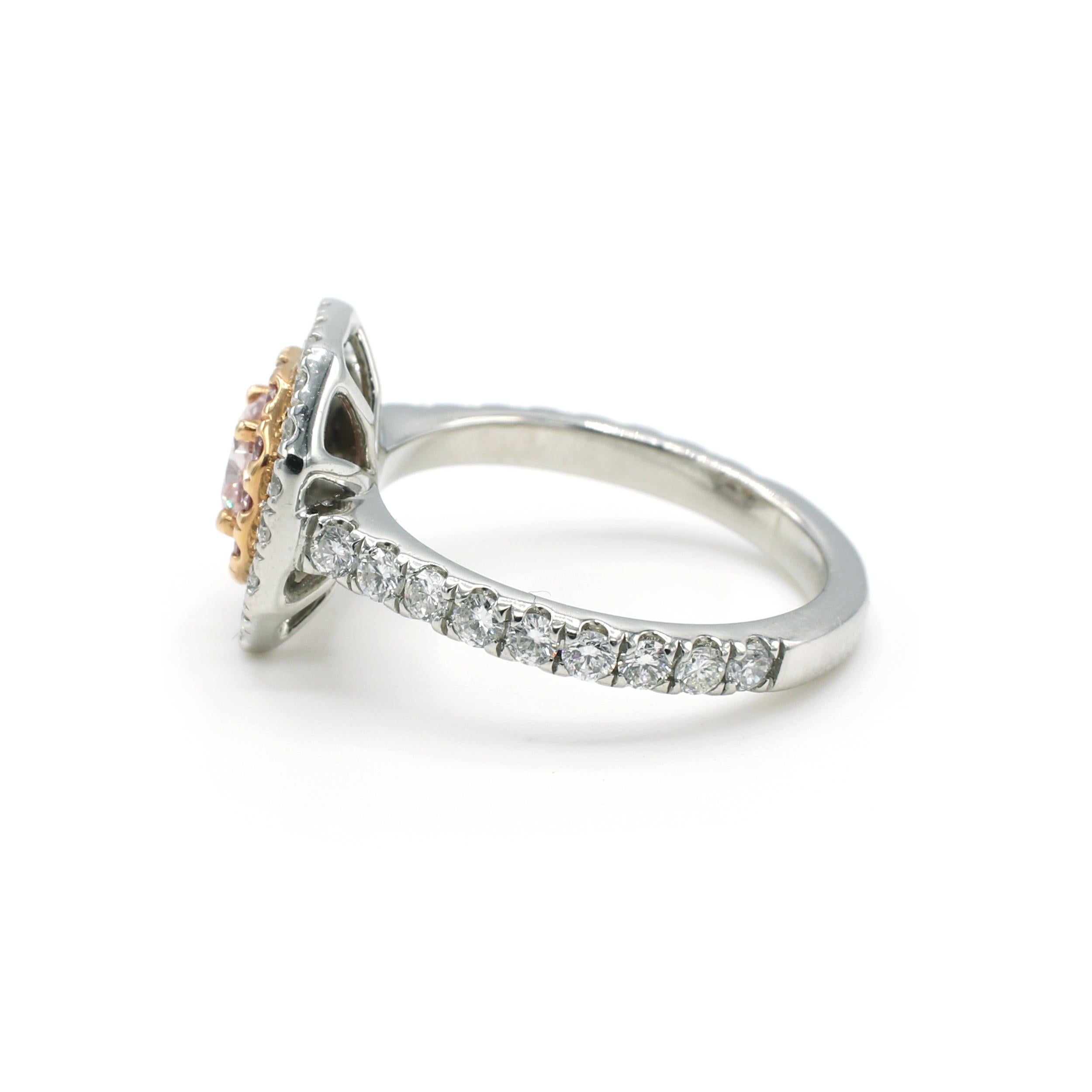 Modern GIA Certified Natural Fancy Pink 0.42 Carat Diamond Platinum Engagement Ring