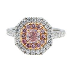 GIA Certified Natural Fancy Pink 0.42 Carat Diamond Platinum Engagement Ring
