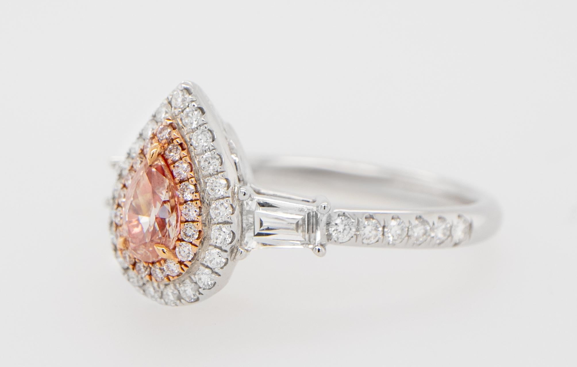 GIA Certified Natural Fancy Pink Diamond Engagement Ring 0.90 Carats 18K For Sale 1