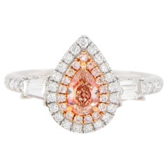 GIA Certified Natural Fancy Pink Diamond Engagement Ring 0.90 Carats 18K