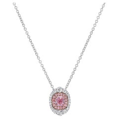 GIA Certified Natural Fancy Pink Diamond Halo Pendant Necklace