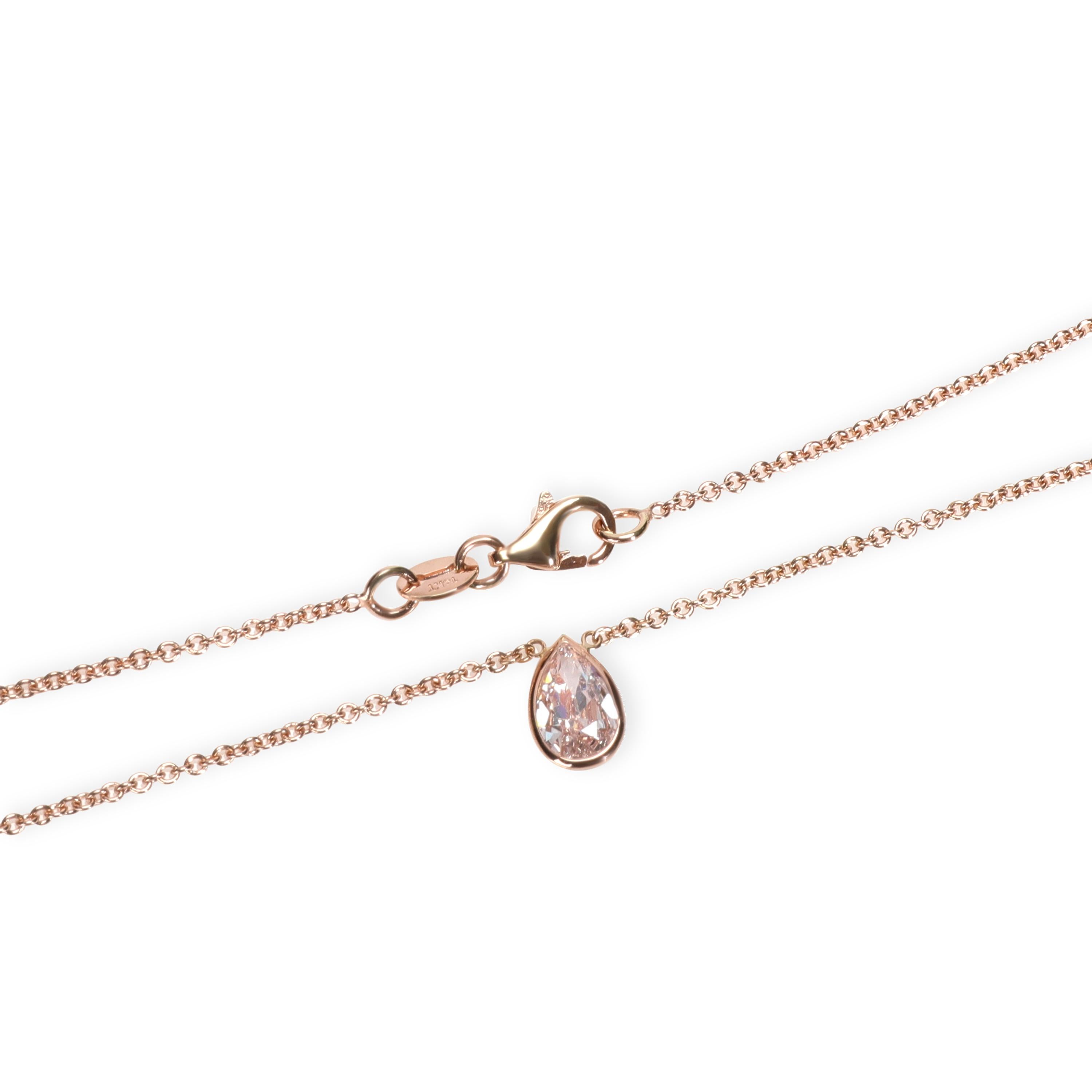 Pear Cut GIA Certified Natural Fancy Pink Diamond Necklace in 14KT Pink Gold VS2 0.86 CTW