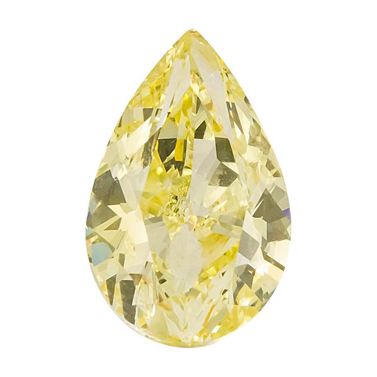 GIA Certified Natural Fancy Yellow 5.01 Carat SI1 Pear Cut Diamond