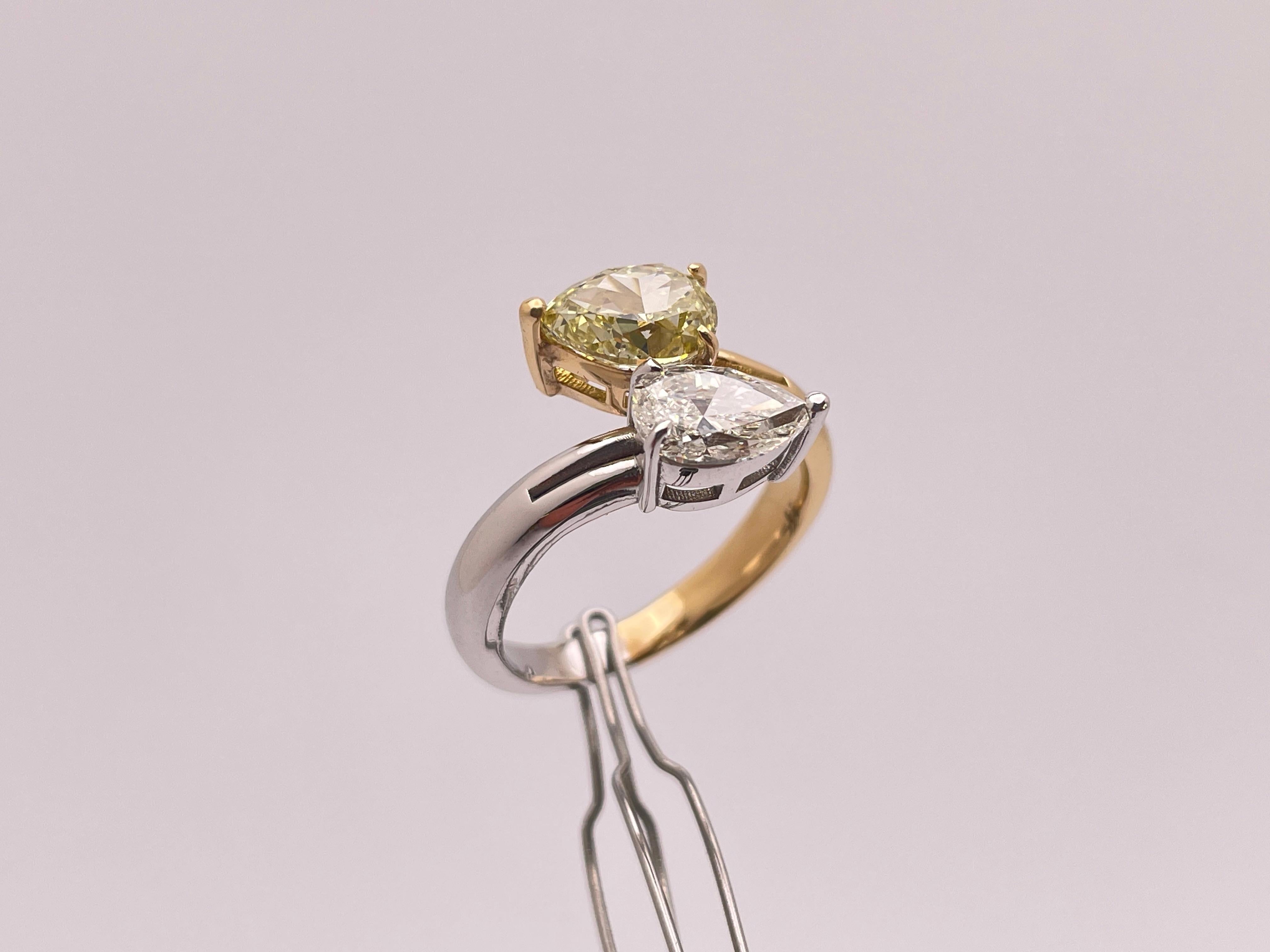 Verlobungsring, GIA-zertifizierter natürlicher gelber und weißer Fancy-Diamant im Angebot 5