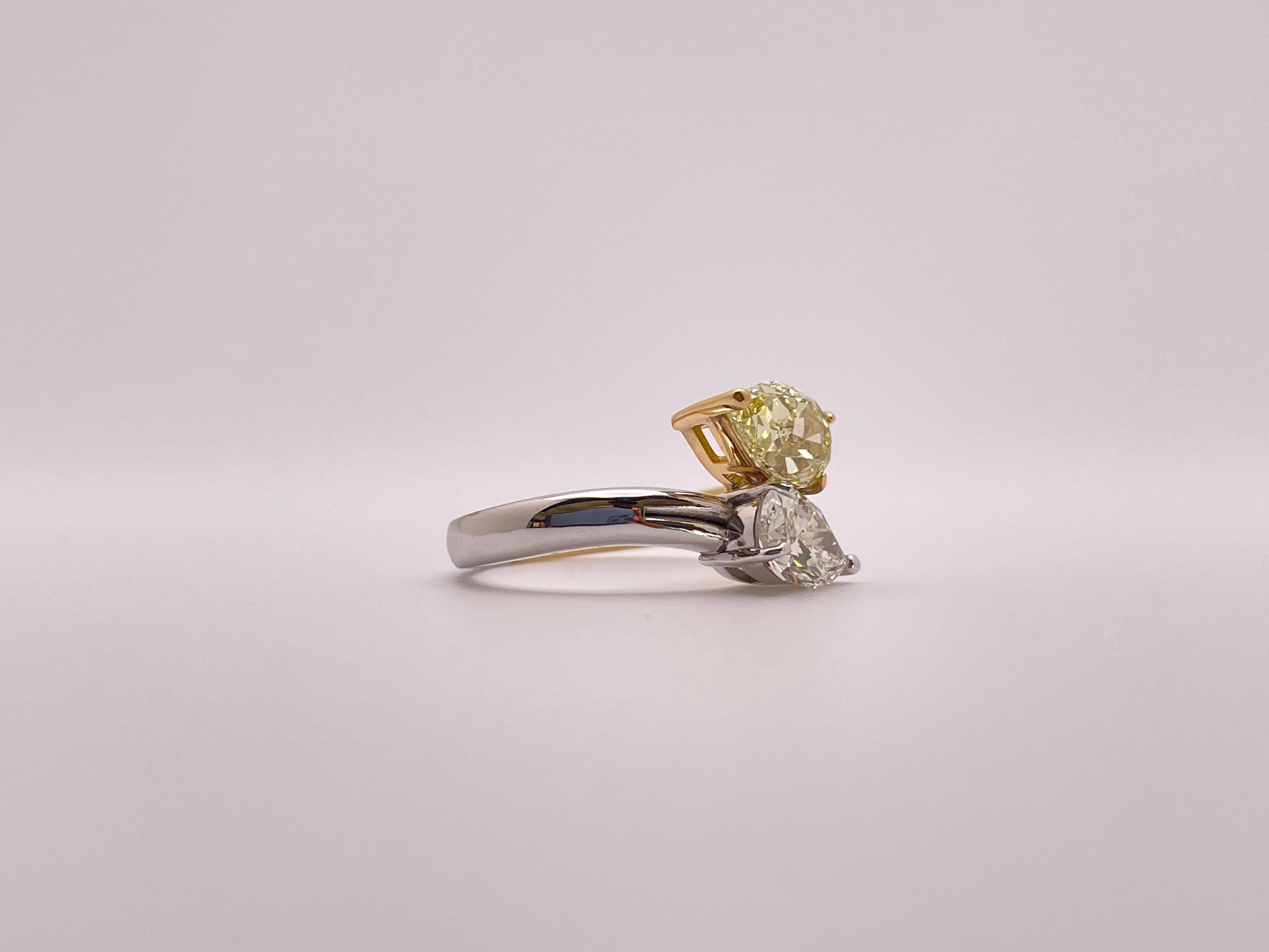 Verlobungsring, GIA-zertifizierter natürlicher gelber und weißer Fancy-Diamant Damen im Angebot