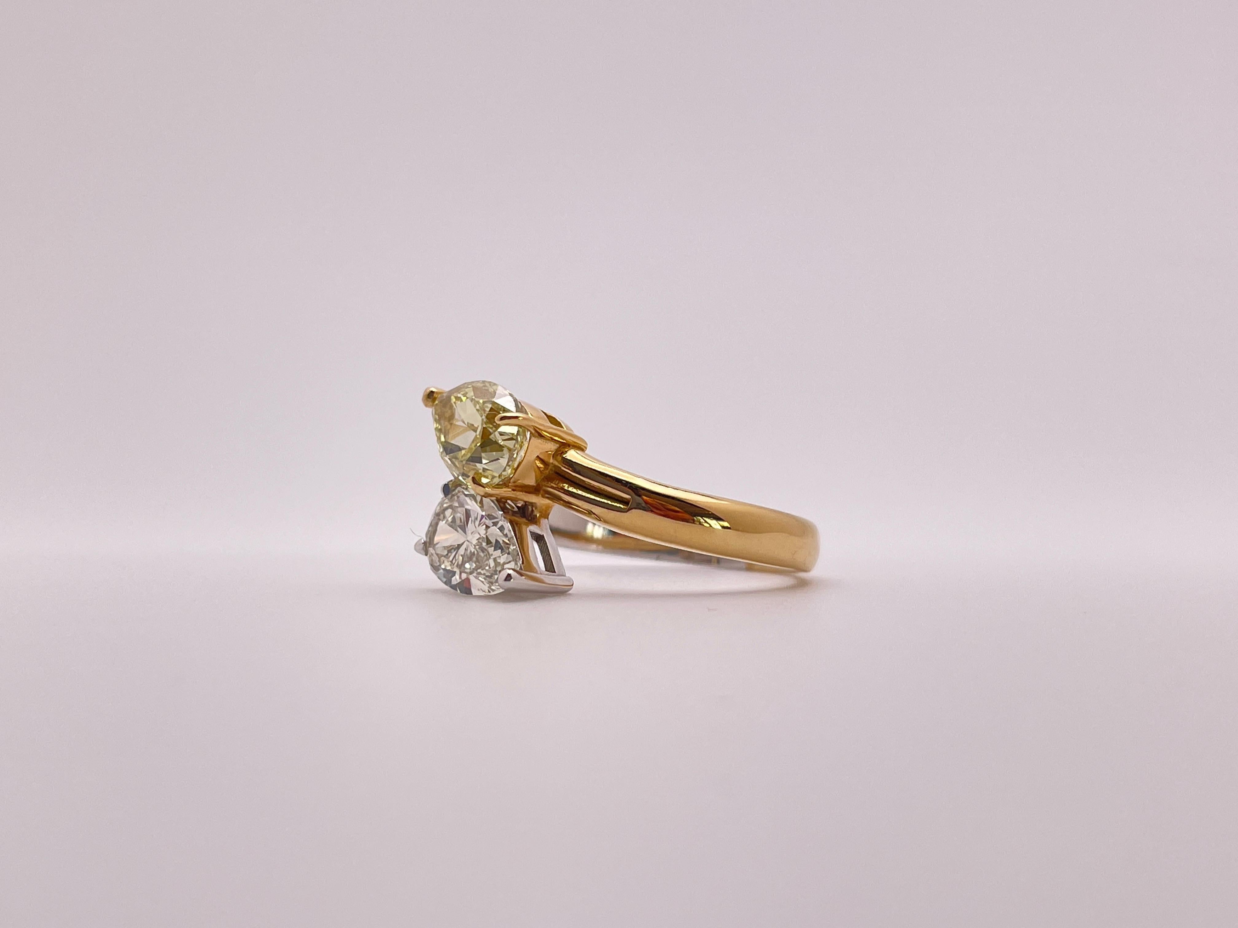 Verlobungsring, GIA-zertifizierter natürlicher gelber und weißer Fancy-Diamant im Angebot 1