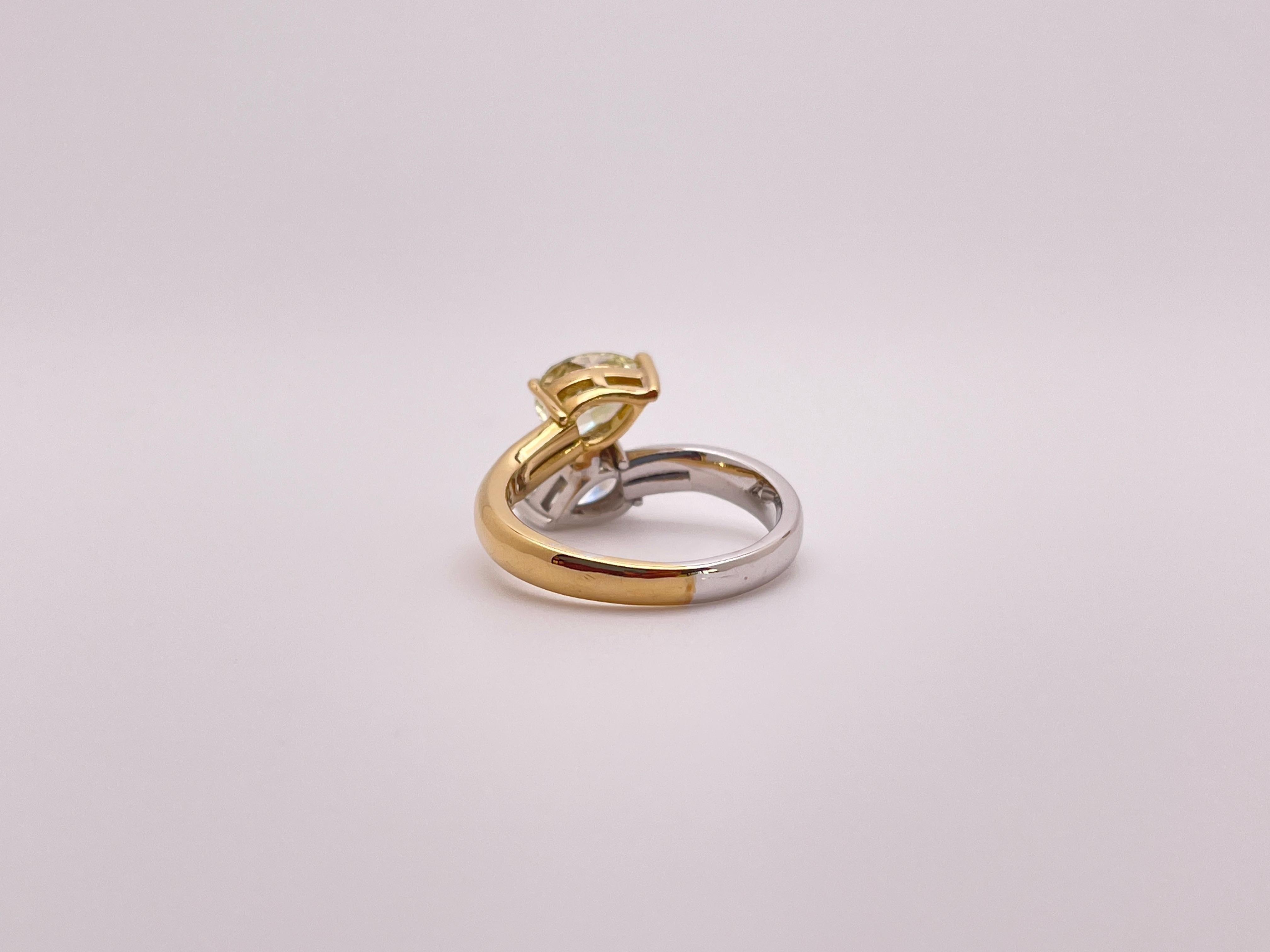 Verlobungsring, GIA-zertifizierter natürlicher gelber und weißer Fancy-Diamant im Angebot 2