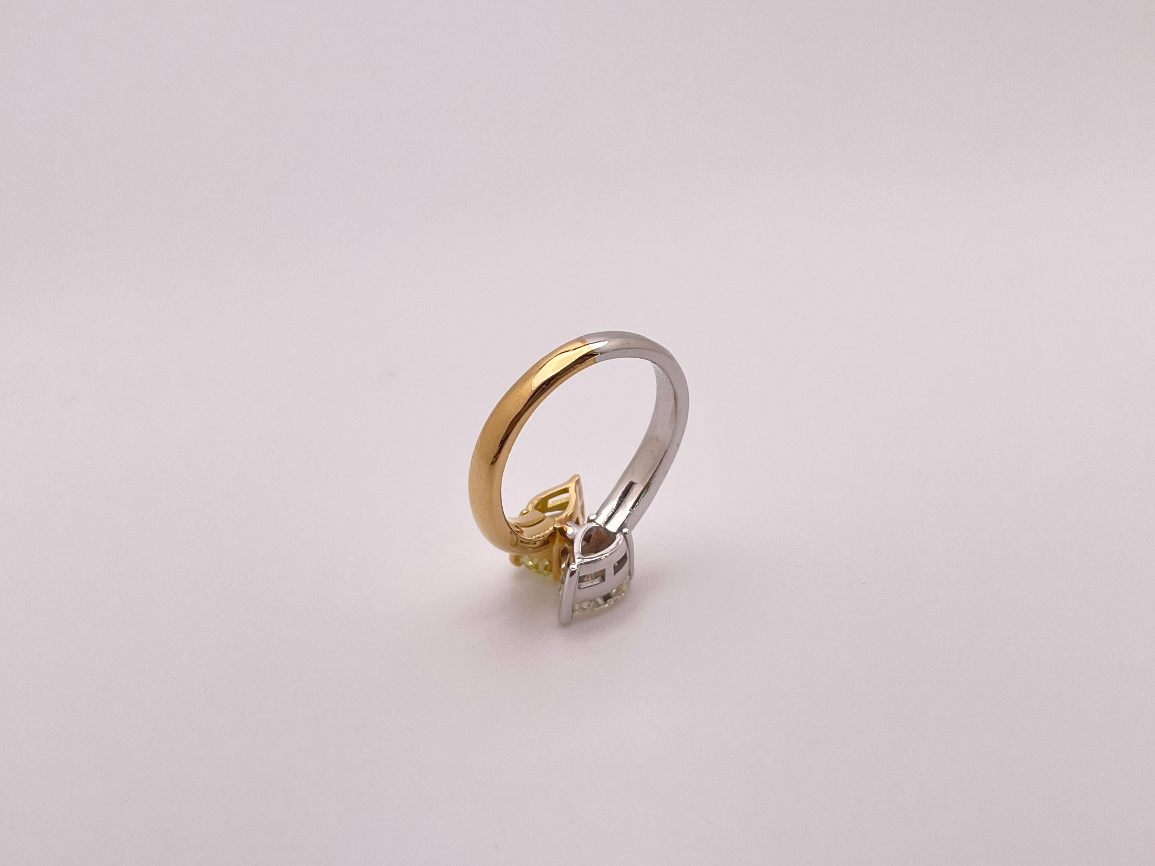 Verlobungsring, GIA-zertifizierter natürlicher gelber und weißer Fancy-Diamant im Angebot 4
