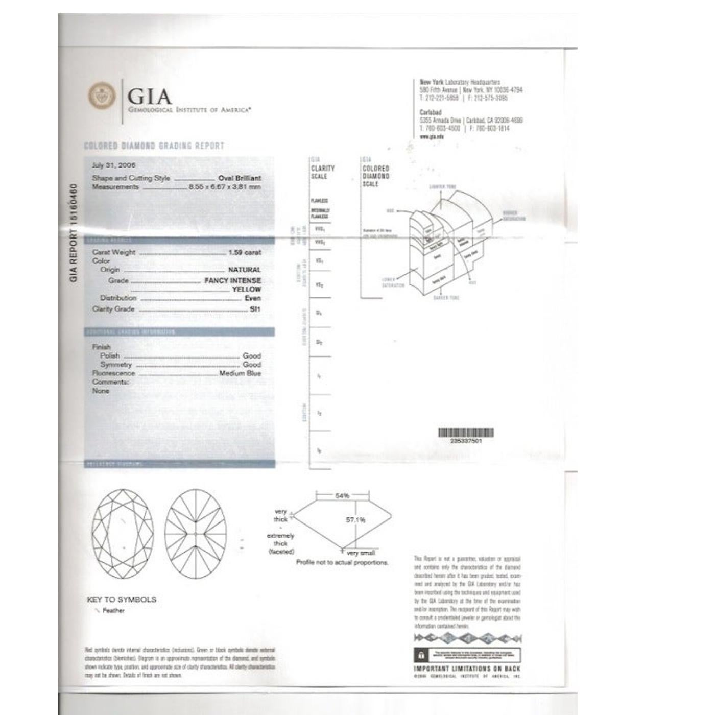 GIA Certified Natural Fancy Yellow and White Diamond 