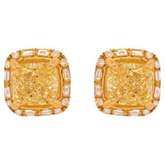 GIA-zertifizierte natürliche gelbe Fancy-Diamant-Ohrstecker 2,27 Karat 18K Gold