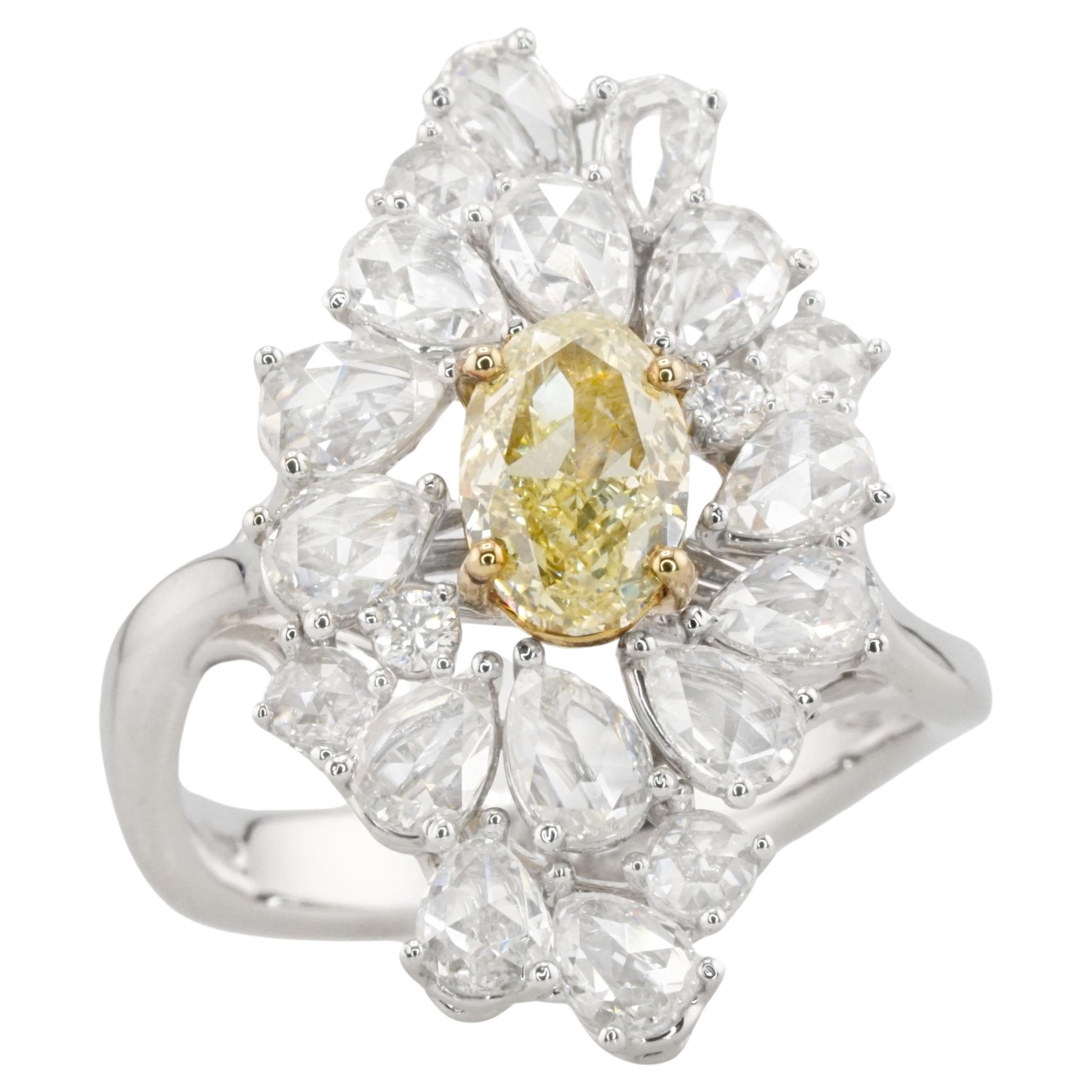 GIA-zertifizierter natürlicher gelber ovaler Fancy-Diamantring aus 18 Karat Gold in ovaler Form