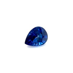 GIA Certified Natural Fine 1.01ct Vivid Blue Sapphire Pear Teardrop Cut Gem IF