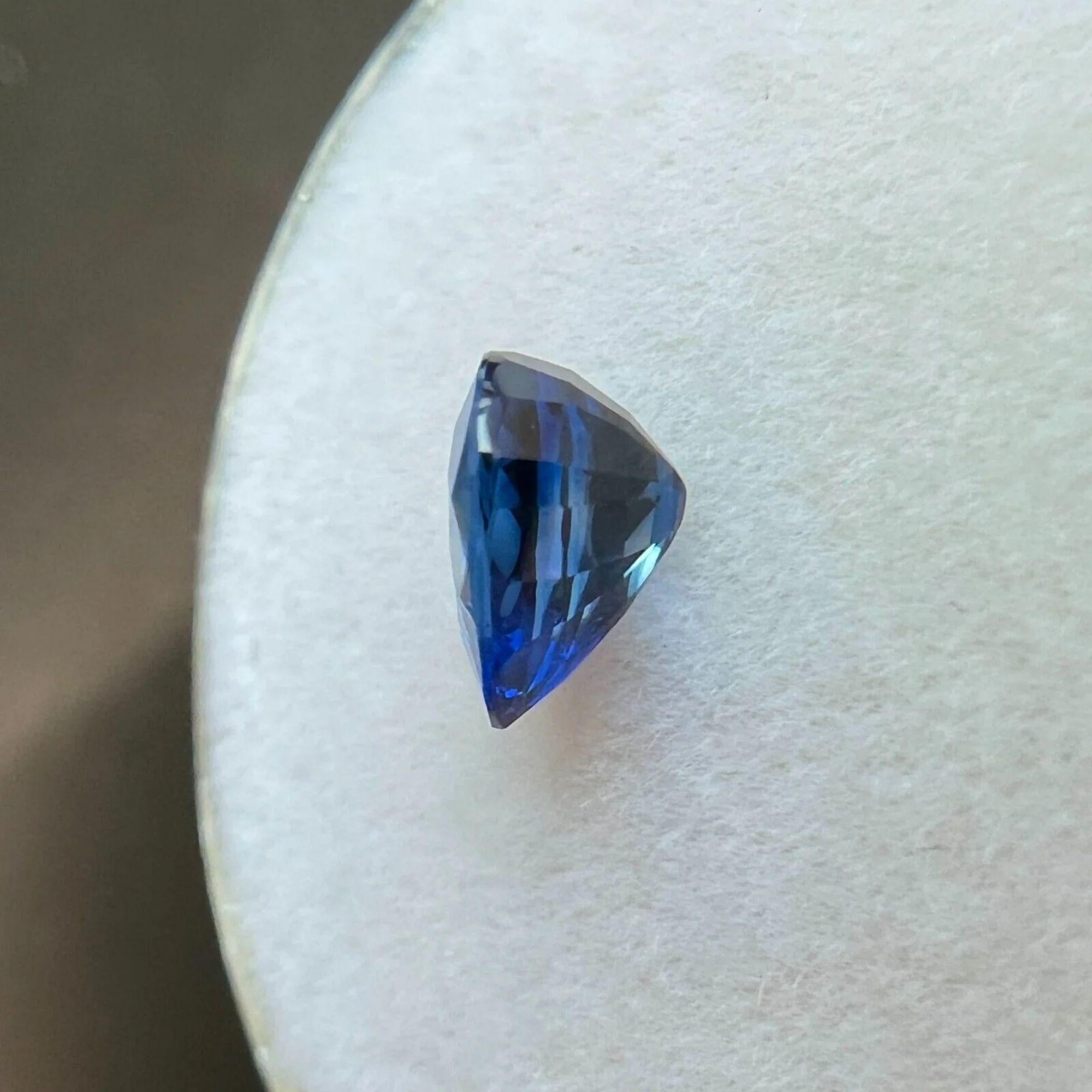 GIA Certified Natural Fine 1.01ct Vivid Blue Sapphire Pear Teardrop Cut Gem IF en vente 1