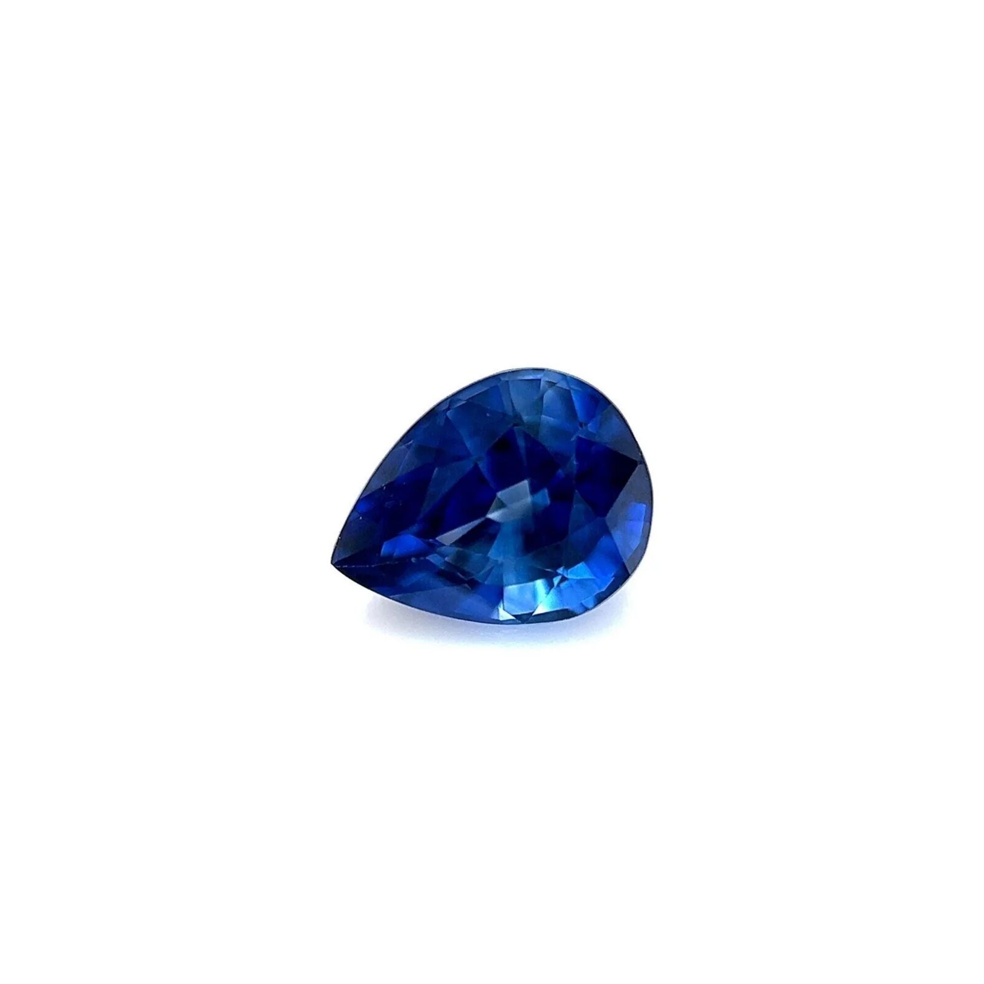 GIA Certified Natural Fine 1.01ct Vivid Blue Sapphire Pear Teardrop Cut Gem IF For Sale
