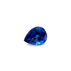 GIA Certified Natural Fine 1.01ct Vivid Blue Sapphire Pear Teardrop Cut Gem IF