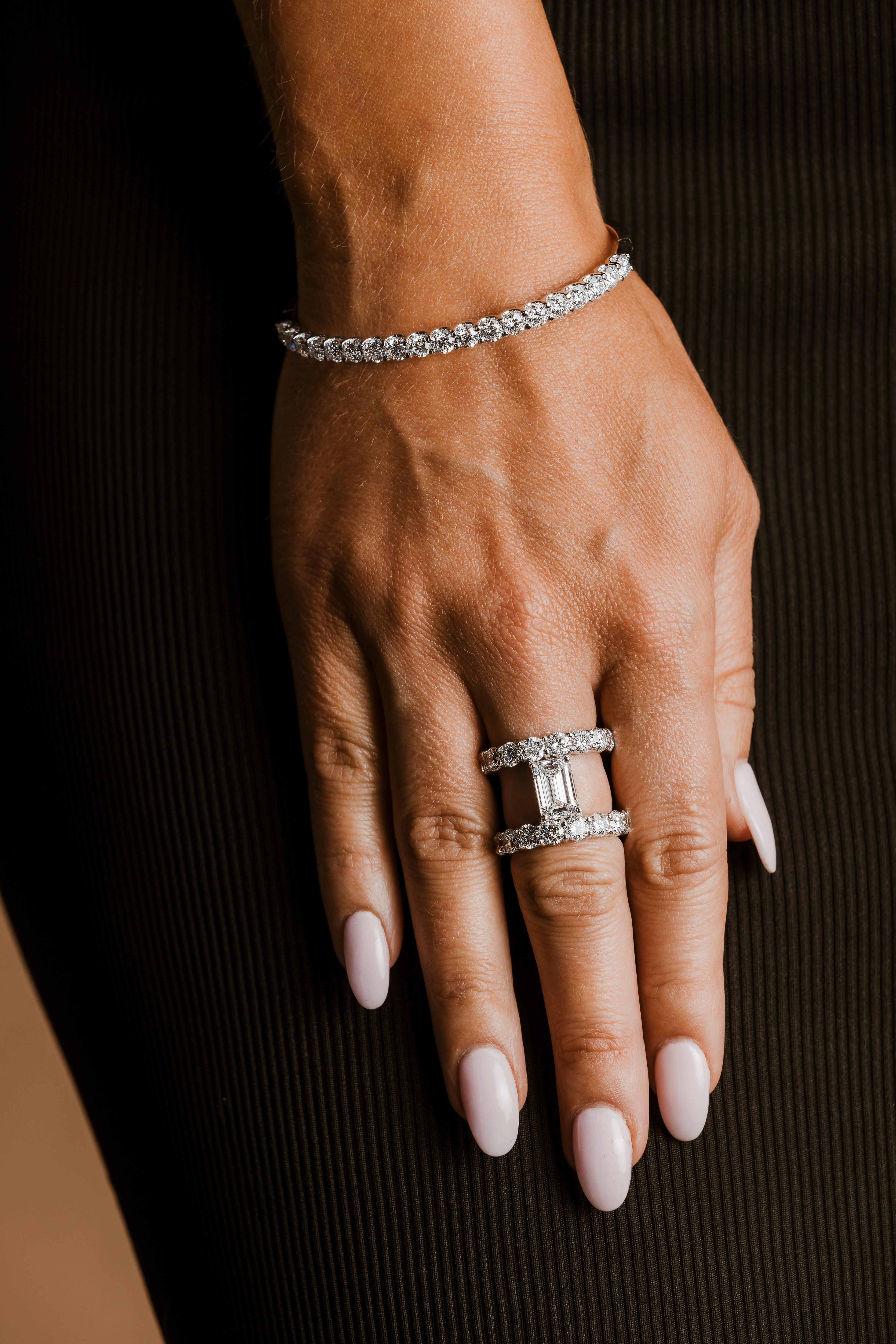 Emerald Cut GIA Certified Natural Flawless Diamond Double Eternity Ring