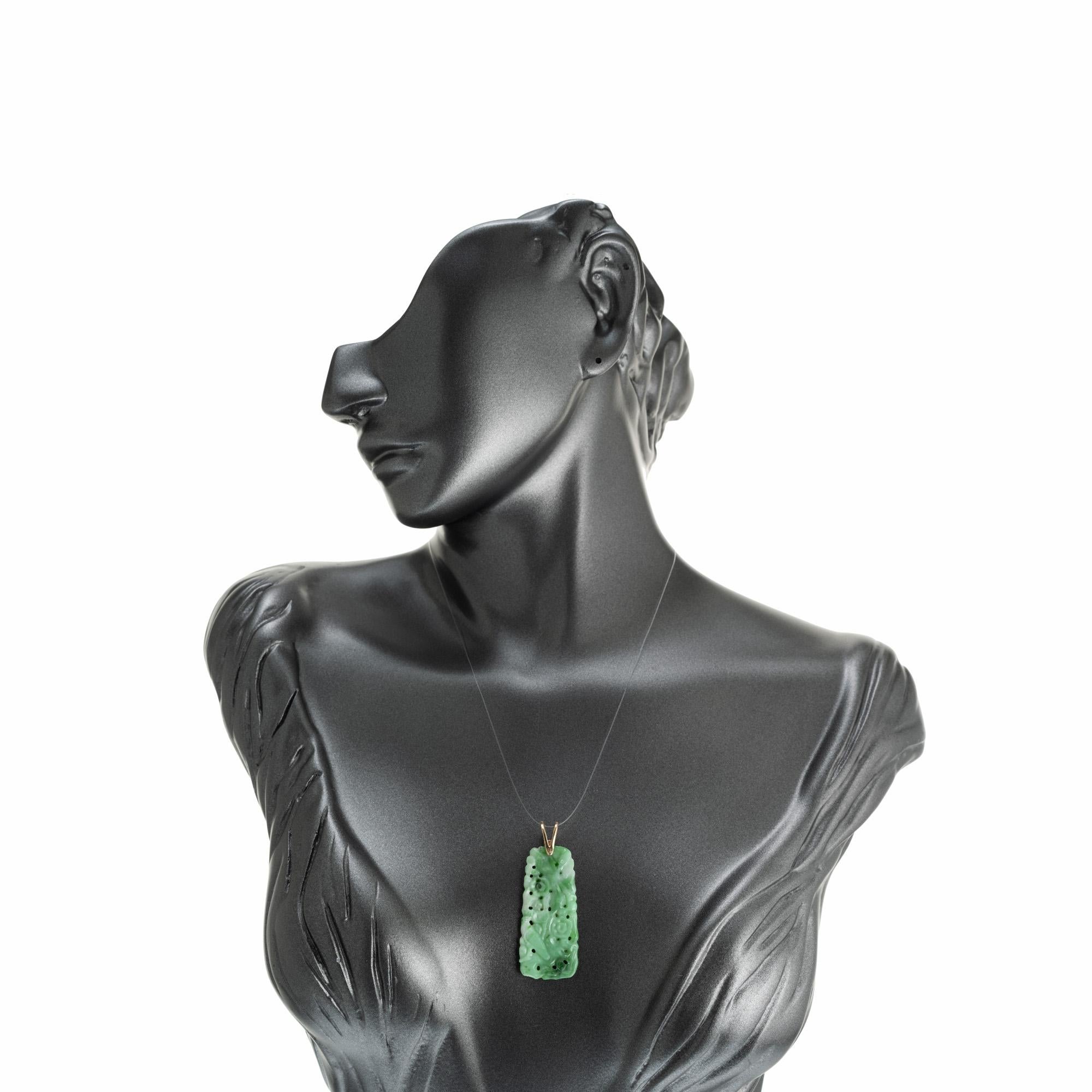 Uncut GIA Certified Natural Green Certified Jadeite Jade Pendant For Sale