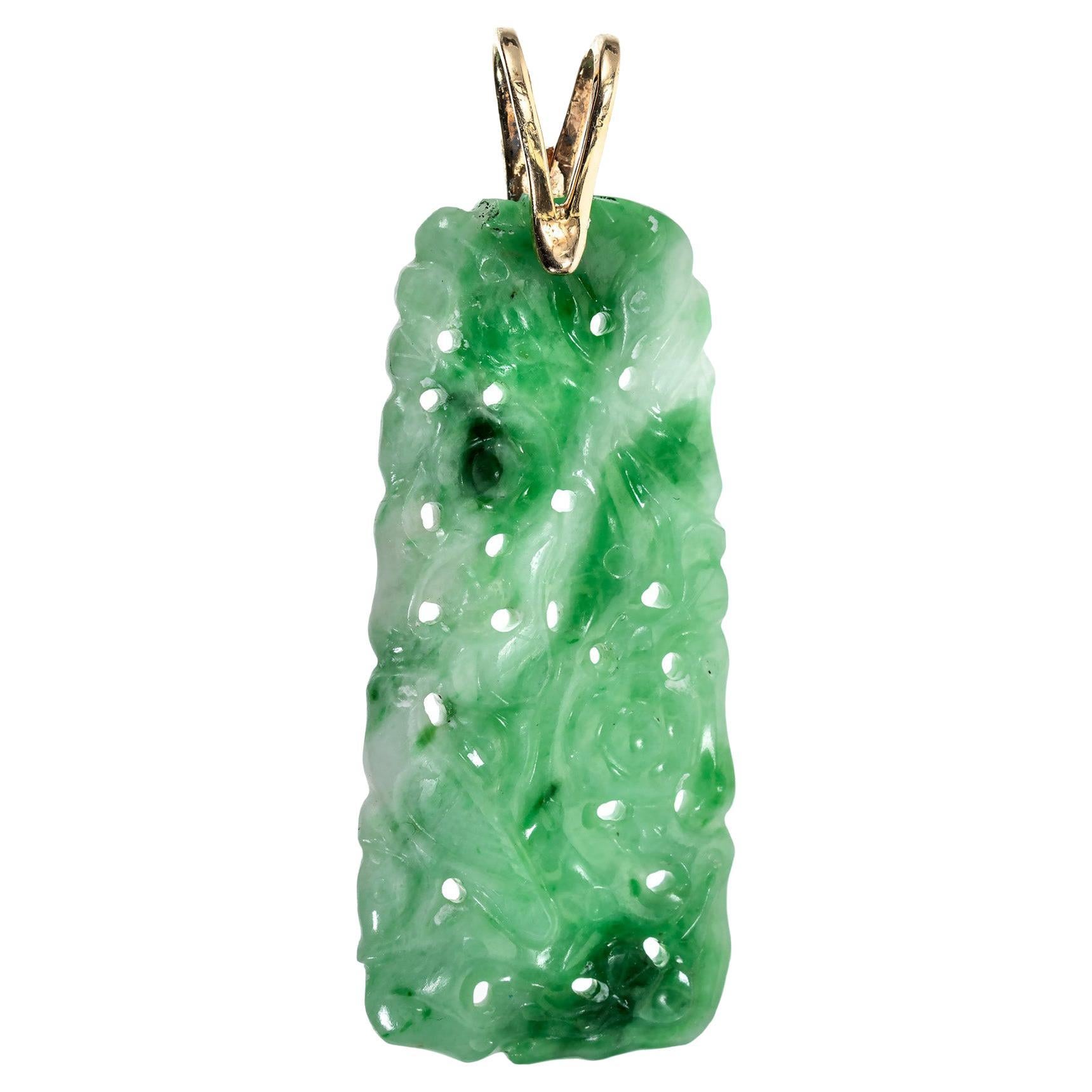 GIA Certified Natural Green Certified Jadeite Jade Pendant For Sale