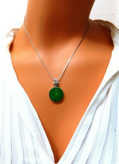 GIA Certified Natural Green Jade Necklace 18 Karat