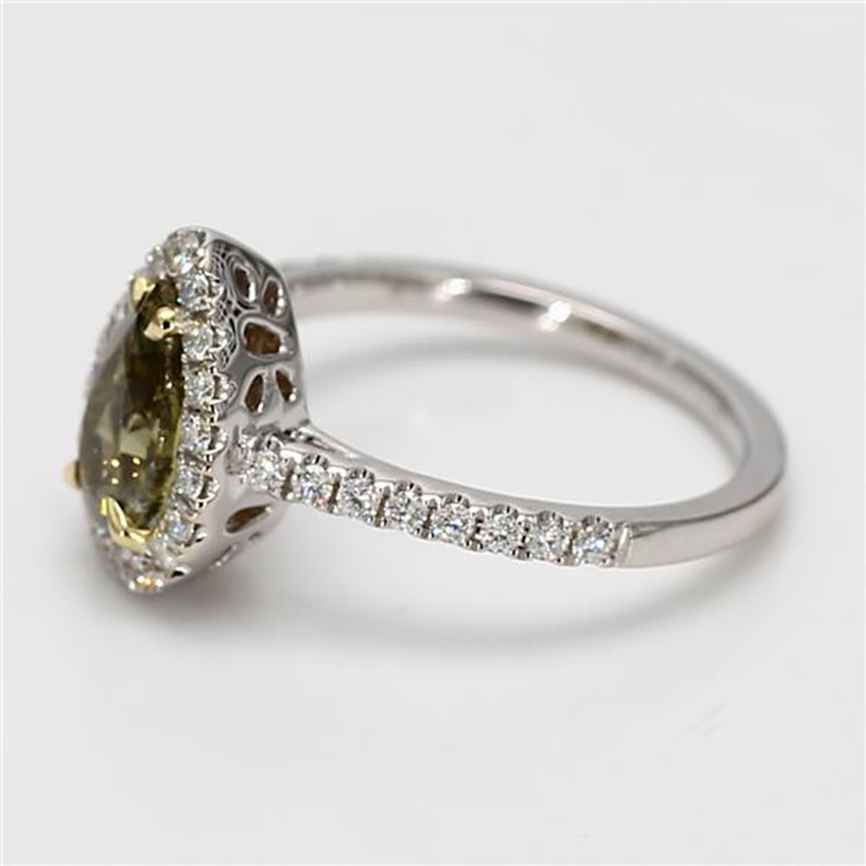 Contemporary GIA Certified Natural Green Pear Diamond 1.39 Carat TW Gold Cocktail Ring For Sale
