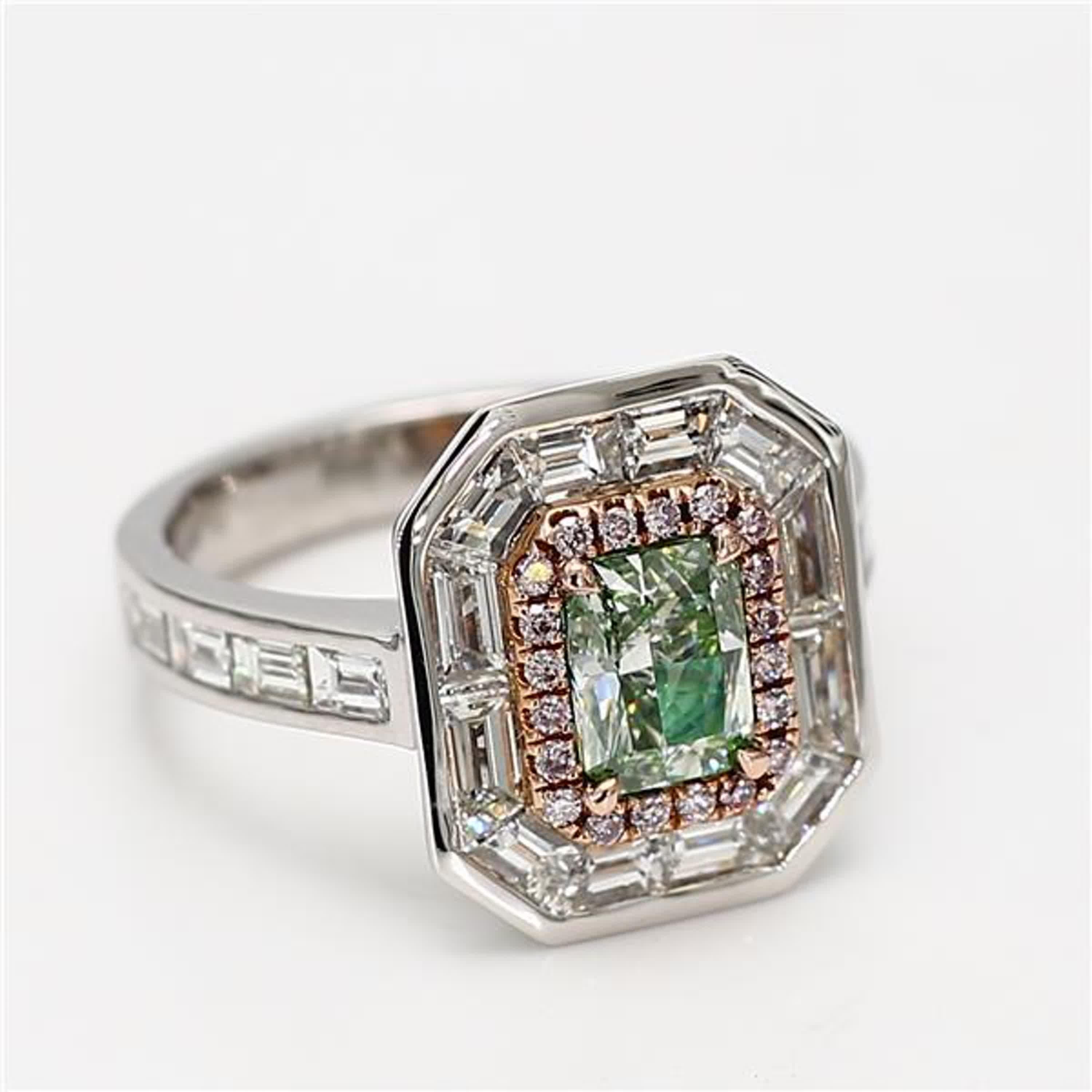GIA Certified Natural Green Radiant Diamond 2.68 Carat TW Gold Cocktail Ring 1