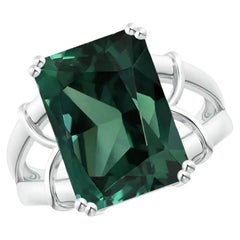 ANGARA GIA Certified Natural 16.39ct Green Sapphire 'Teal' Ring in White Gold