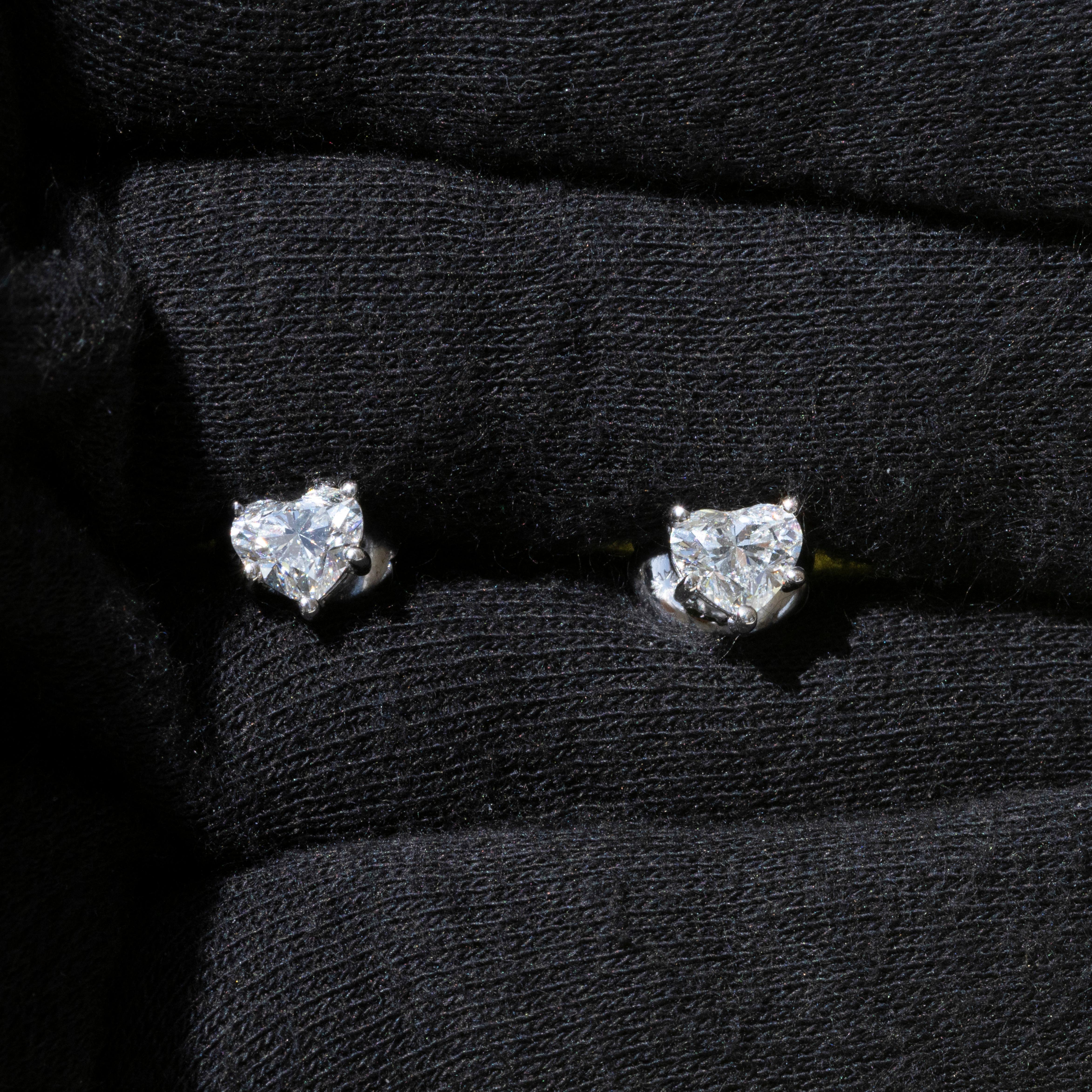 Heart Cut GIA Certified Natural Internally Flawless Brilliant Diamond Stud Earrings