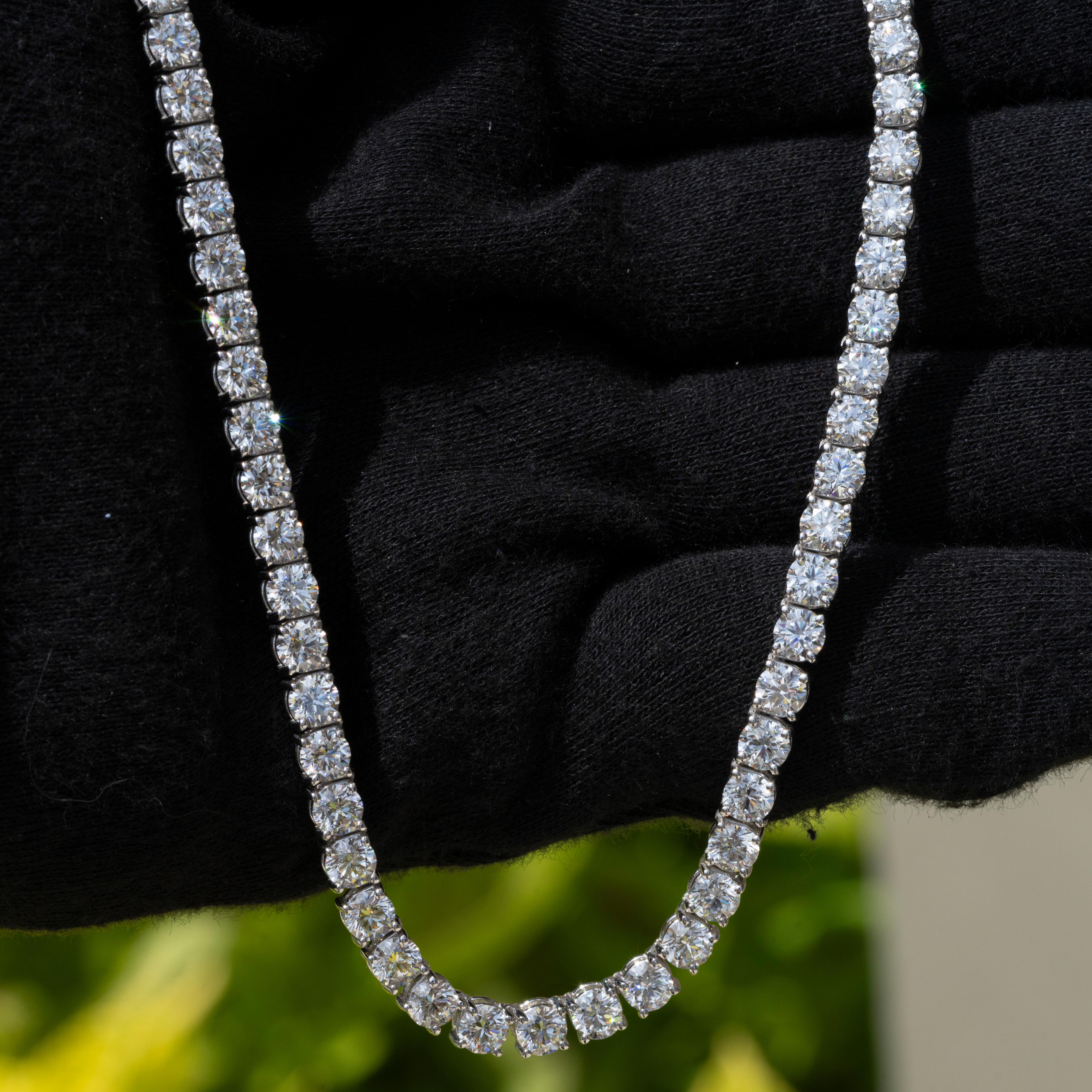 Women's or Men's GIA Certified Natural Internally Flawless Brilliant Diamond Tennis Necklace