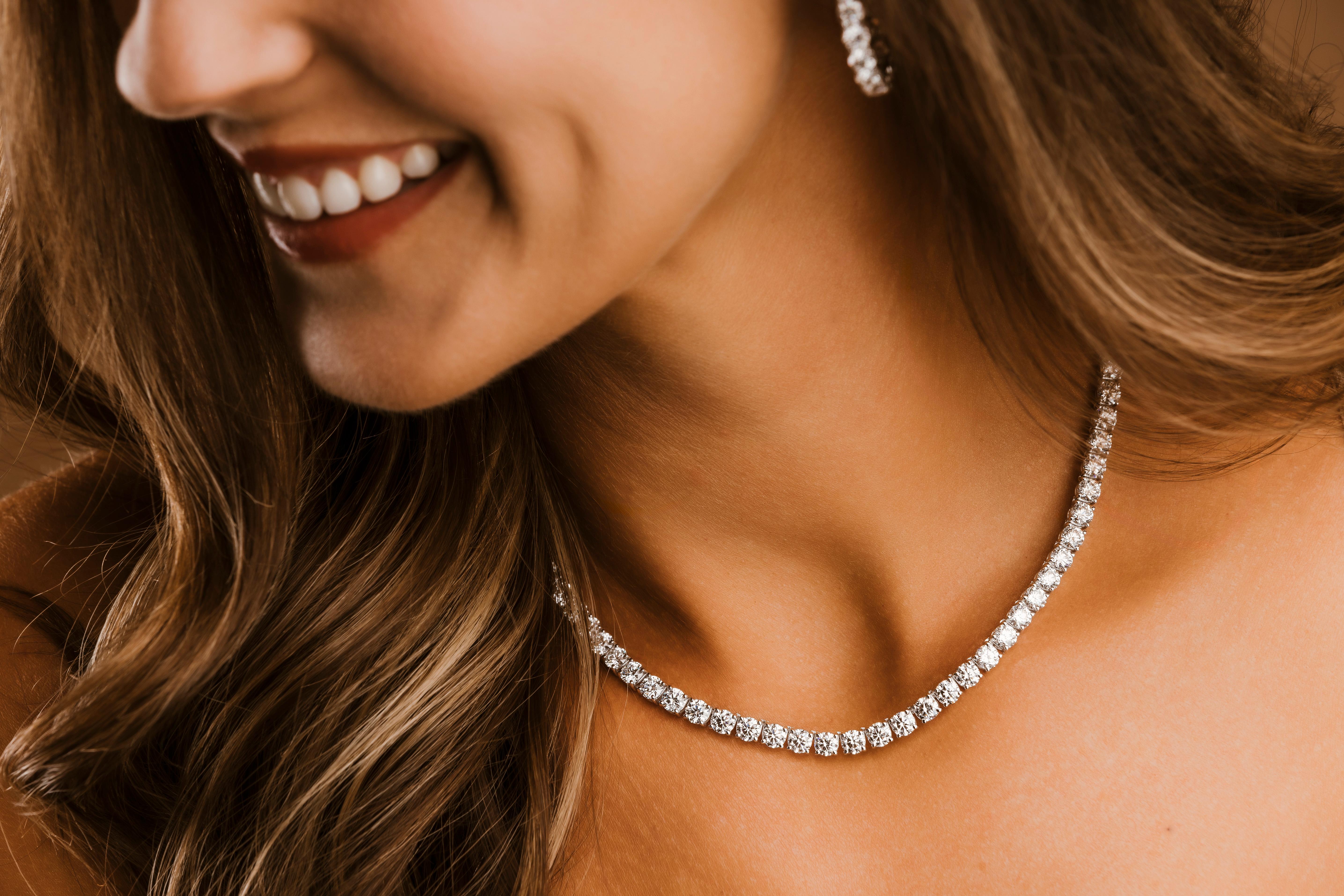 GIA Certified Natural Internally Flawless Brilliant Diamond Tennis Necklace In New Condition In Boca Raton, FL
