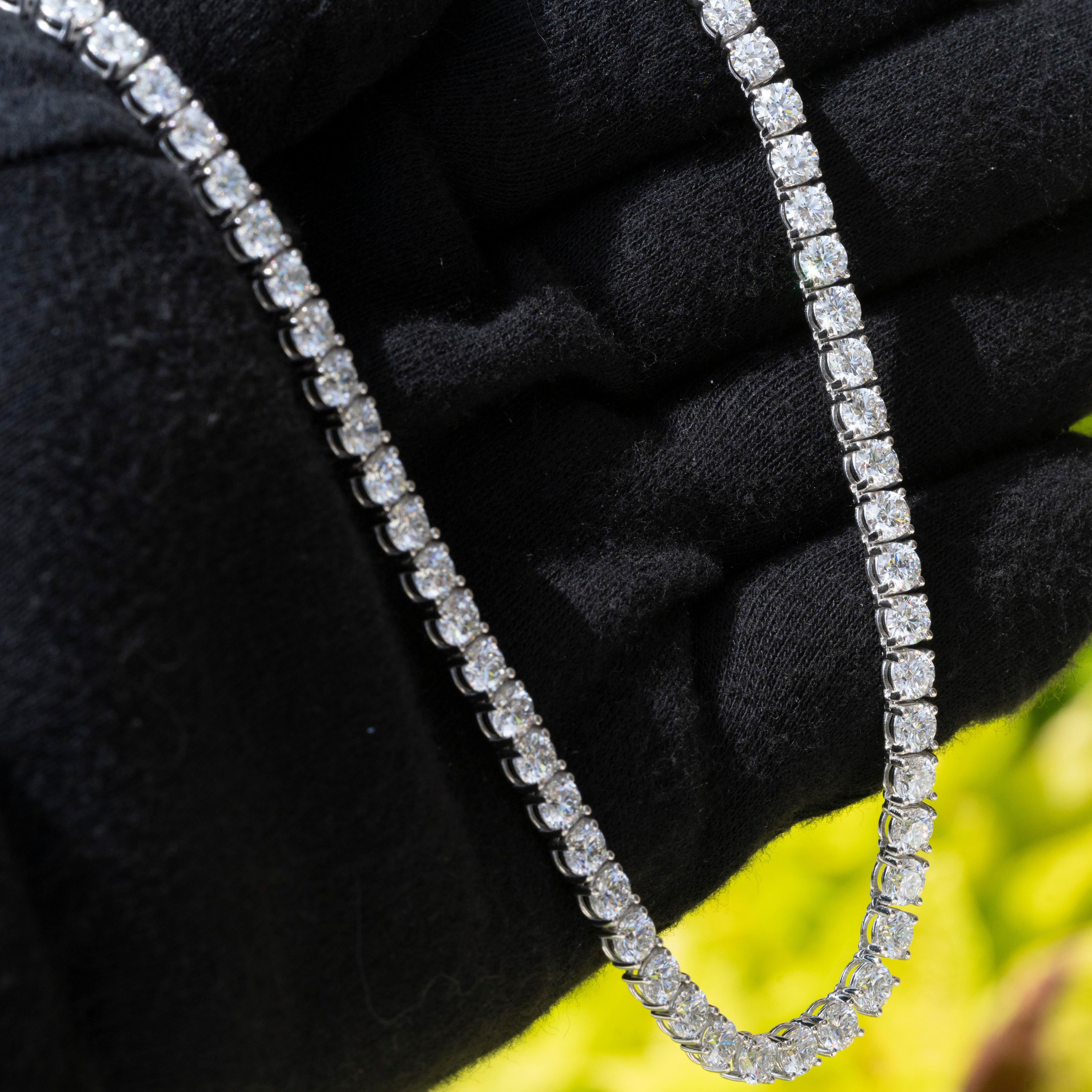 GIA Certified Natural Internally Flawless Brilliant Diamond Tennis Necklace 1