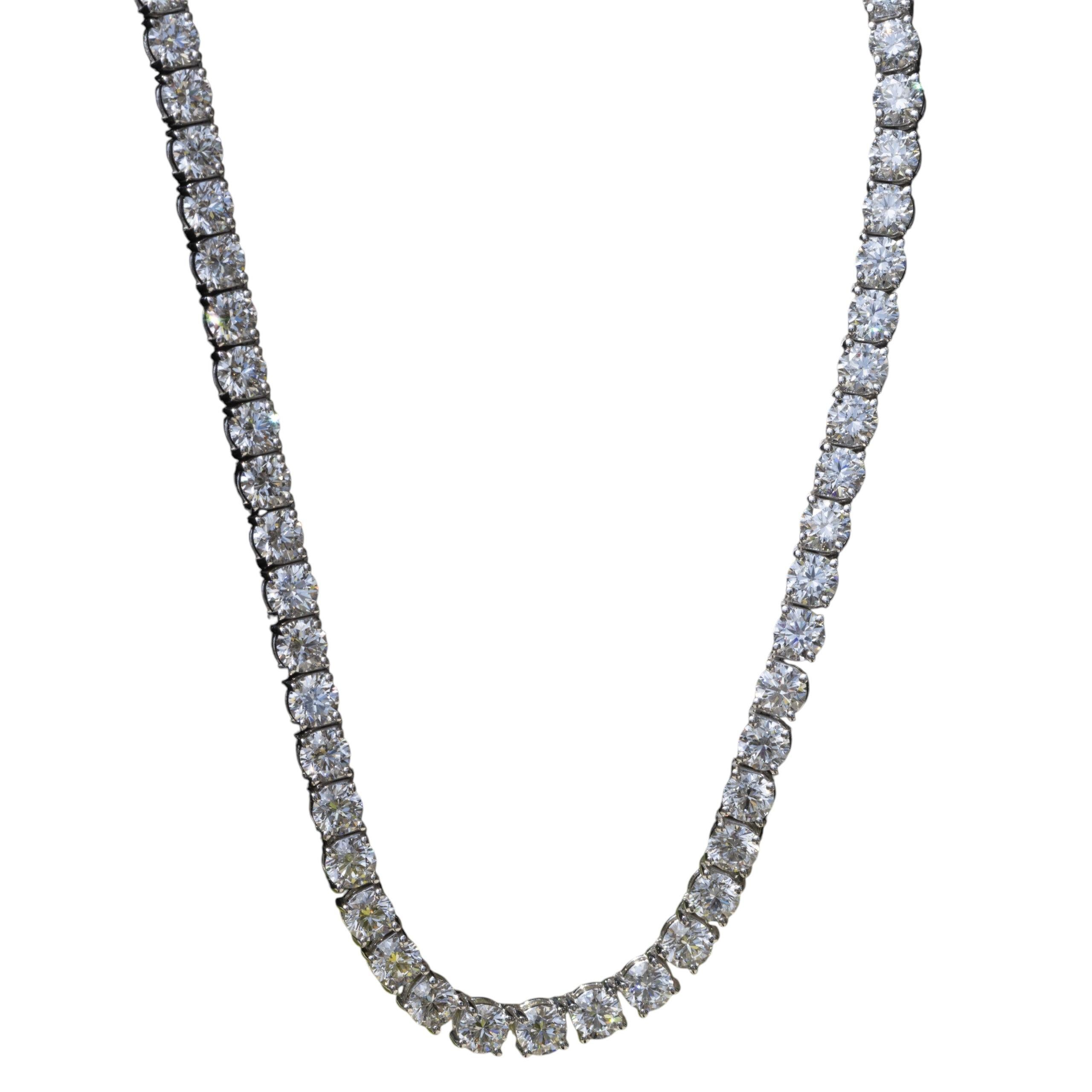 GIA Certified Natural Internally Flawless Brilliant Diamond Tennis Necklace 2