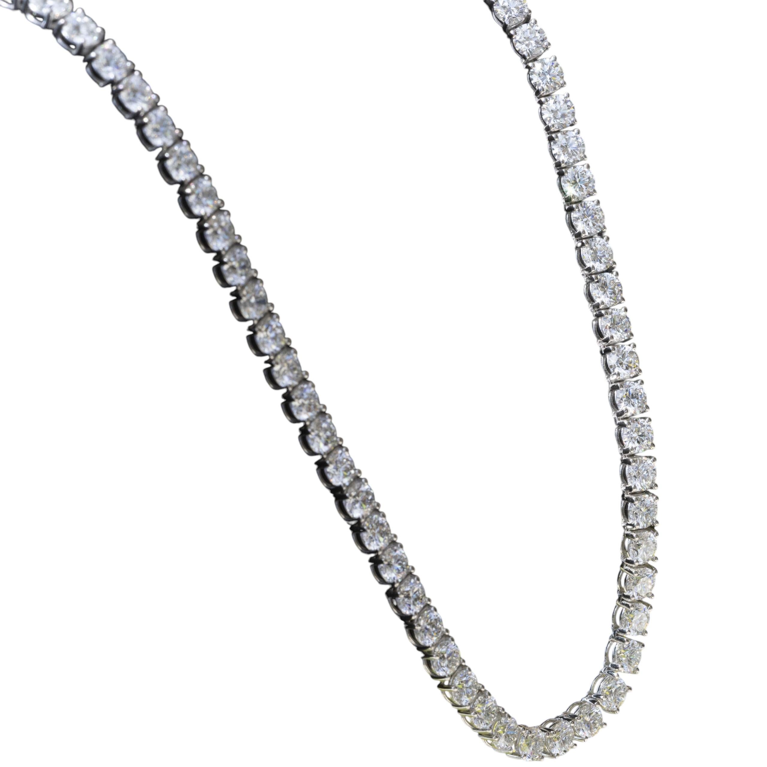 GIA Certified Natural Internally Flawless Brilliant Diamond Tennis Necklace 3
