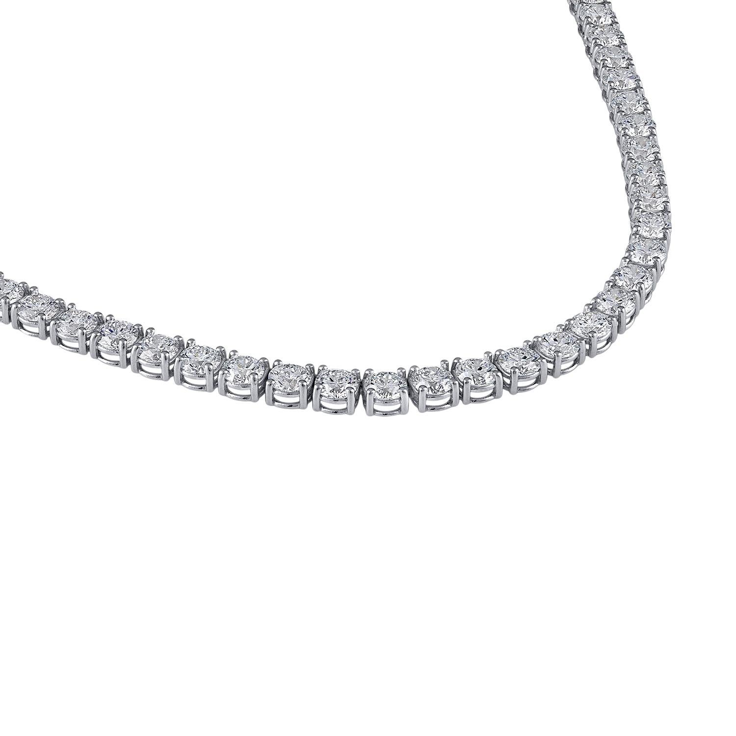 Round Cut GIA Certified Natural Internally Flawless Brilliant Diamond Tennis Necklace