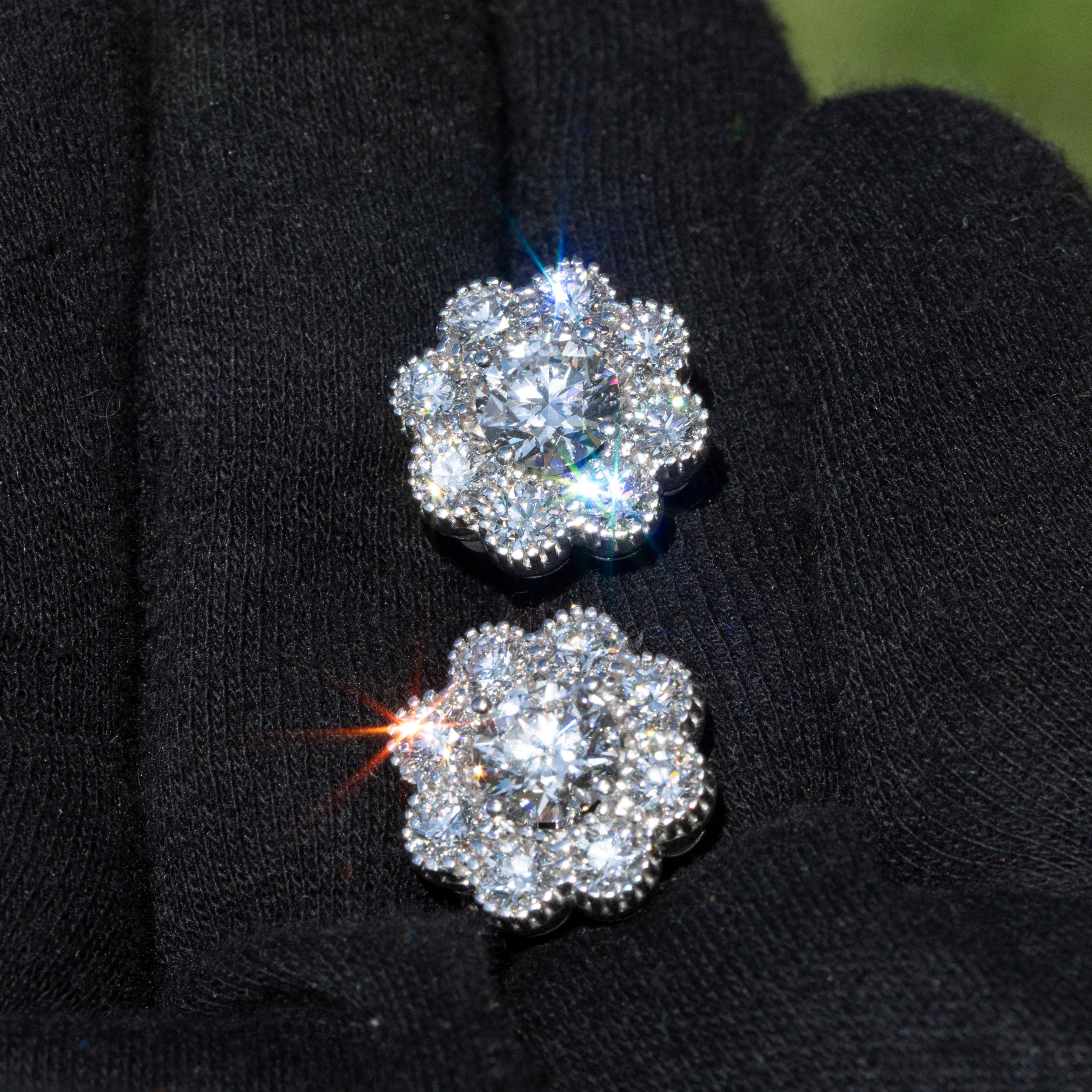 GIA Certified Natural Internally Flawless Diamond Halo Earrings 1