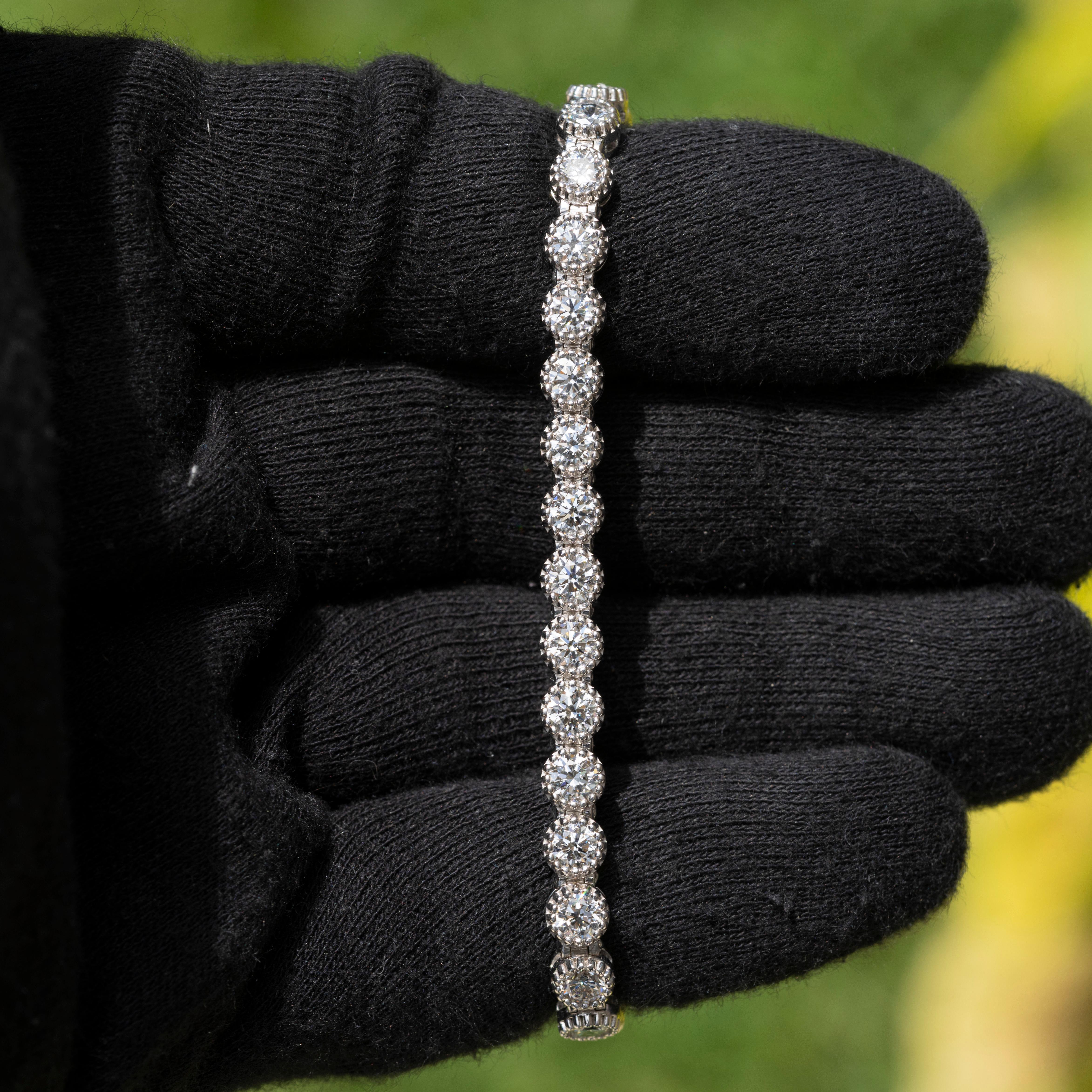 Round Cut GIA Certified Natural Internally Flawless Diamond Tennis Bracelet