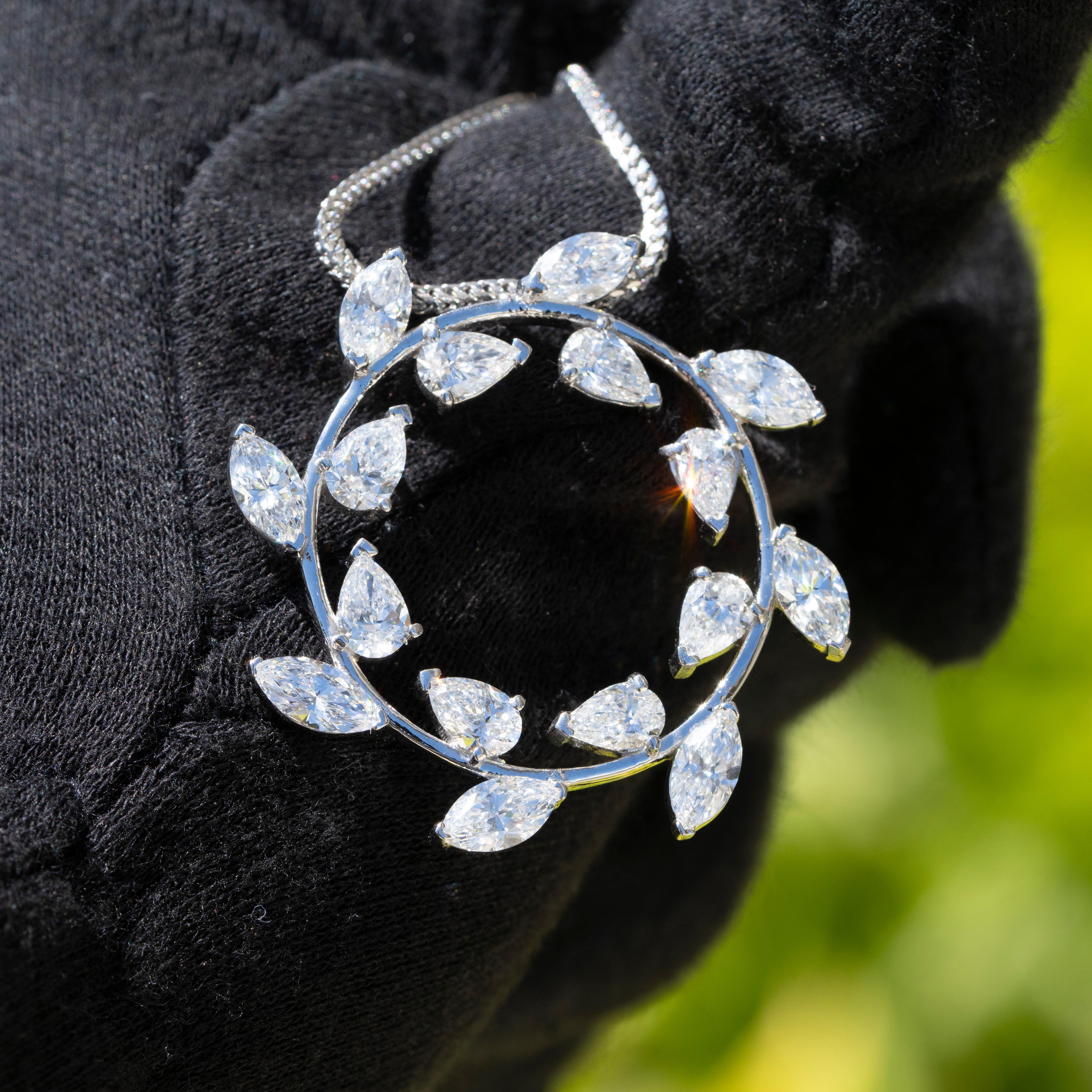 Women's or Men's GIA Certified Natural Internally Flawless Diamond Wreath Necklace
