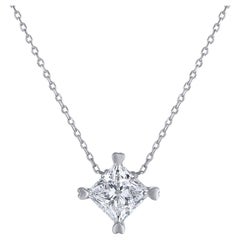 GIA Certified Natural Internally Flawless Princess Cut Diamond Necklace