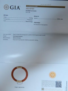 GIA Certified Natural IOrange Brwon Jade Bangle Bracelet 14kt