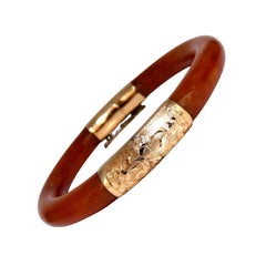 GIA Certified Natural IOrange Brwon Jade Bangle Bracelet 14kt*