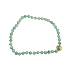 GIA Certified Natural Jade 14K Yellow Gold Necklace