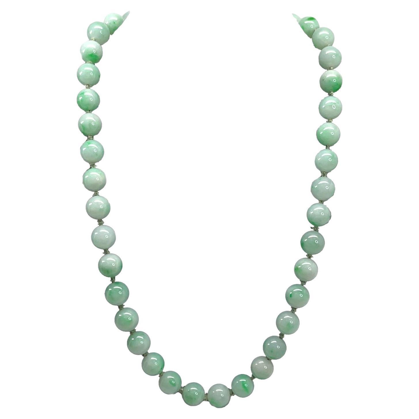 GIA Certified Natural Jade 14K Yellow Gold Necklace