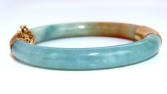 Bracciale rigido in giada naturale certificato GIA, 14 carati*