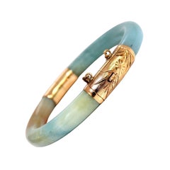 GIA Certified Natural Jade Bangle Bracelet 14 Karat*