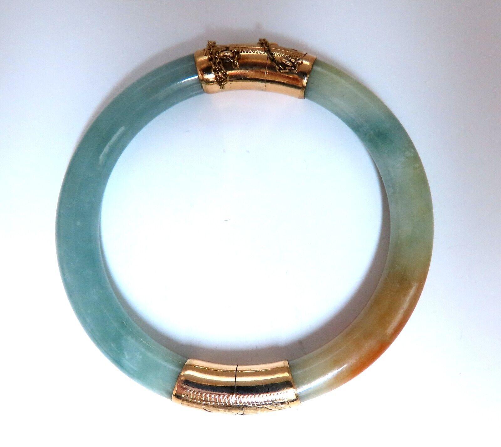 GIA Certified Natural Jade Bangle Bracelet 14 Karat In New Condition In New York, NY