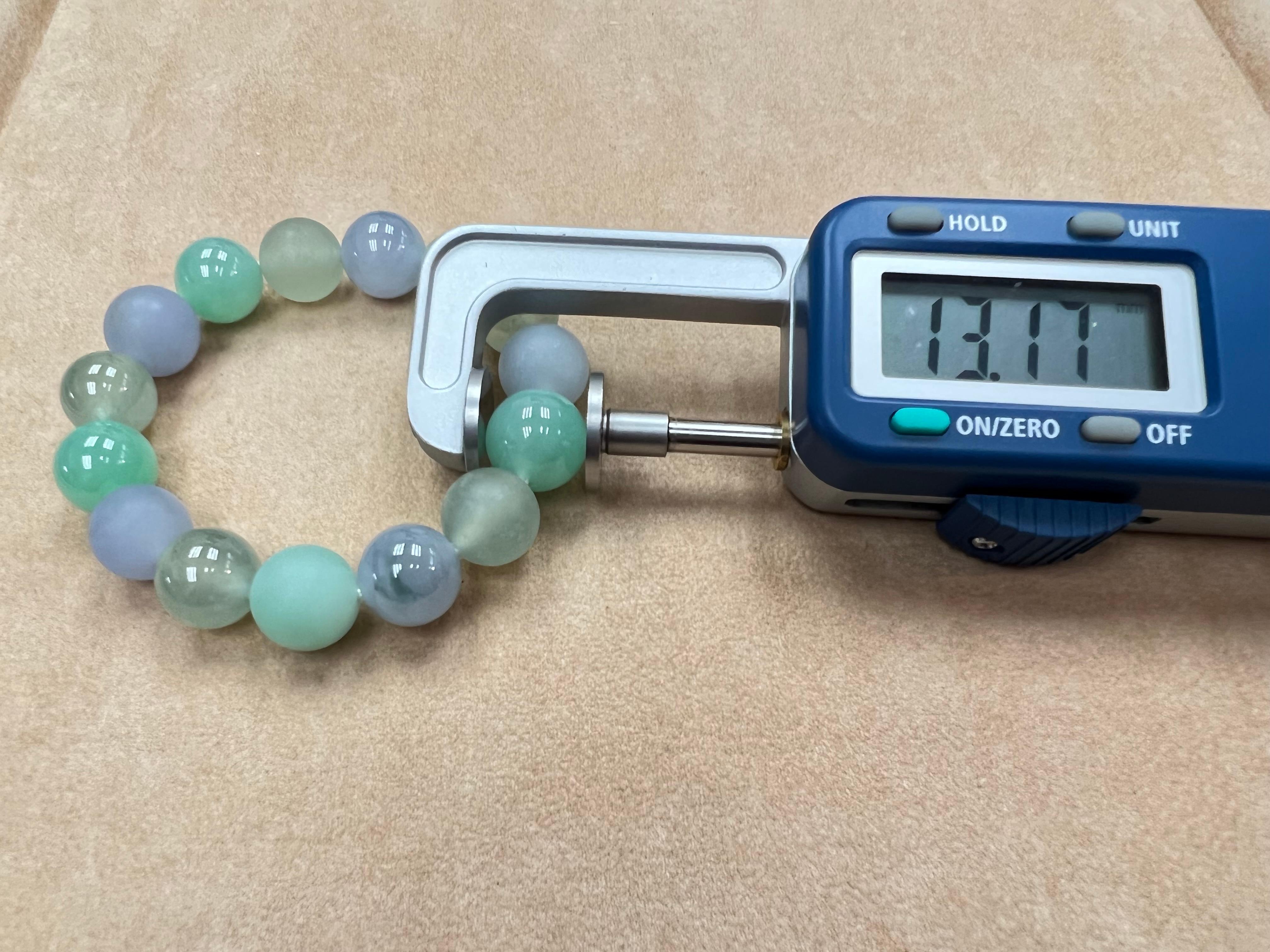 GIA Certified Natural Jadeite Jade Bead & Diamond Bracelet. Vivid Colors For Sale 1