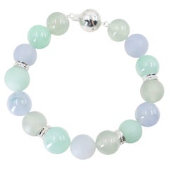 Bracciale di perle e diamanti di giada naturale certificato GIA. Colori vivaci
