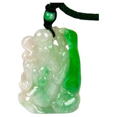 Collana con ciondolo "Dio della Longevità" in giadeite naturale certificata GIA