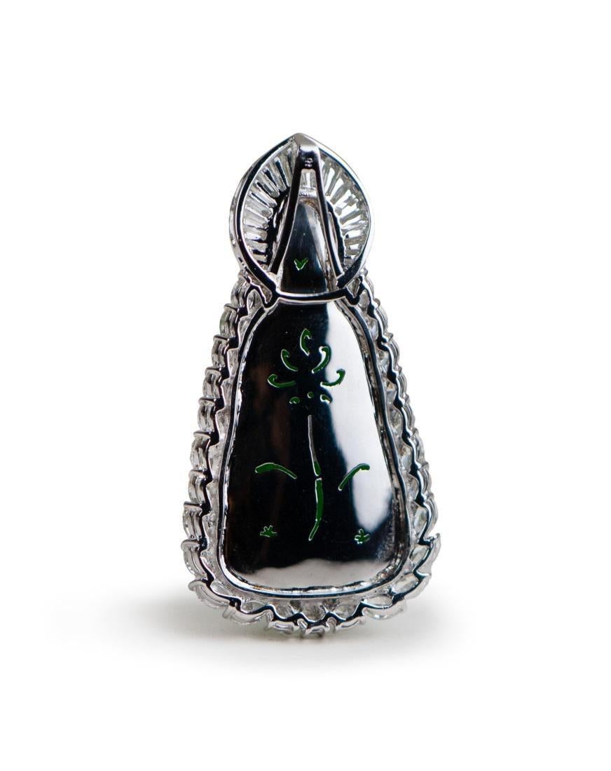 GIA Certified Natural Jadeite jade Guanyin and Diamonds 18K Pendant Necklace New For Sale 6