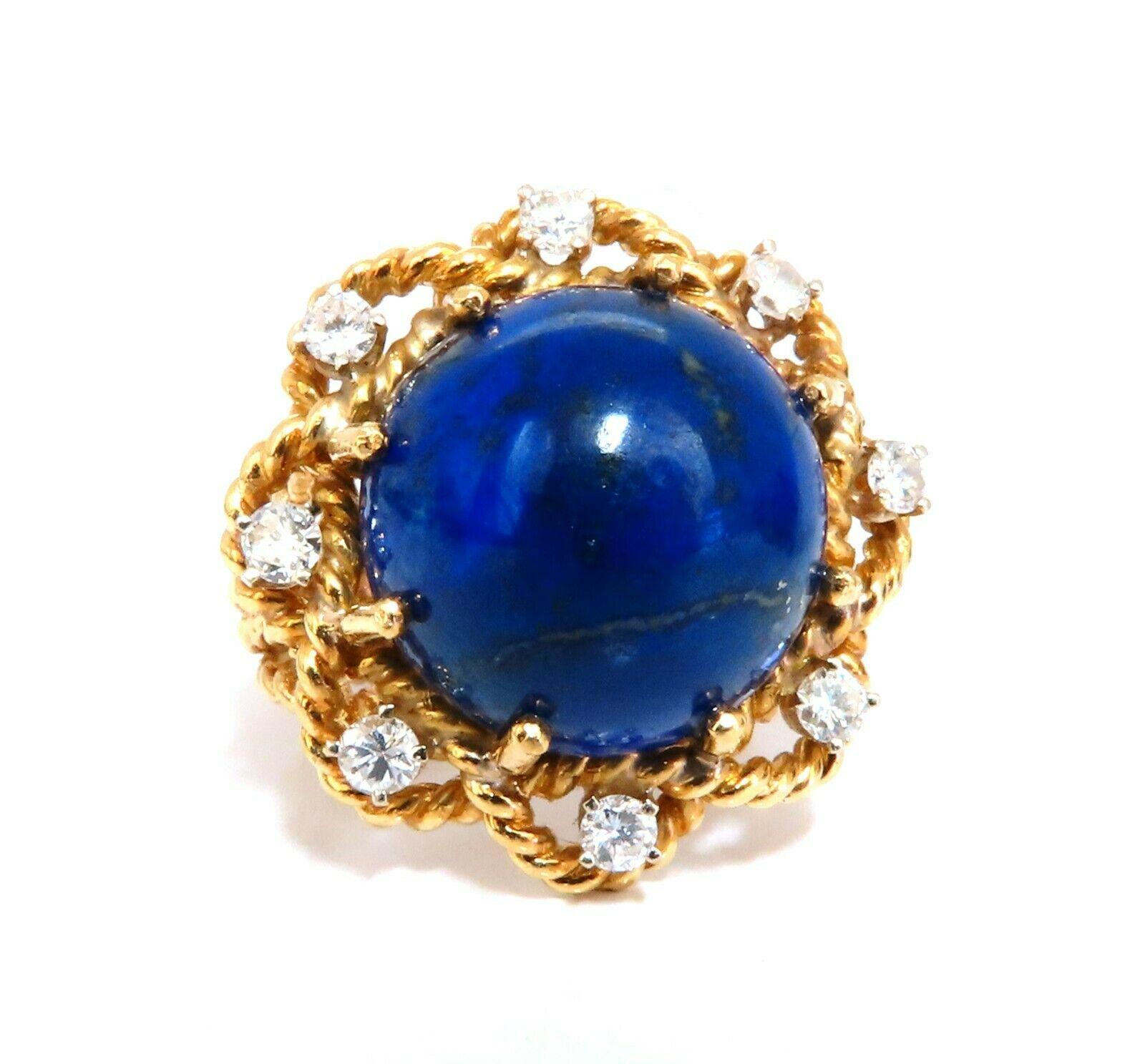 GIA Certified Natural Lapis Diamond Clip Earrings and Ring 18 Karat For Sale 6