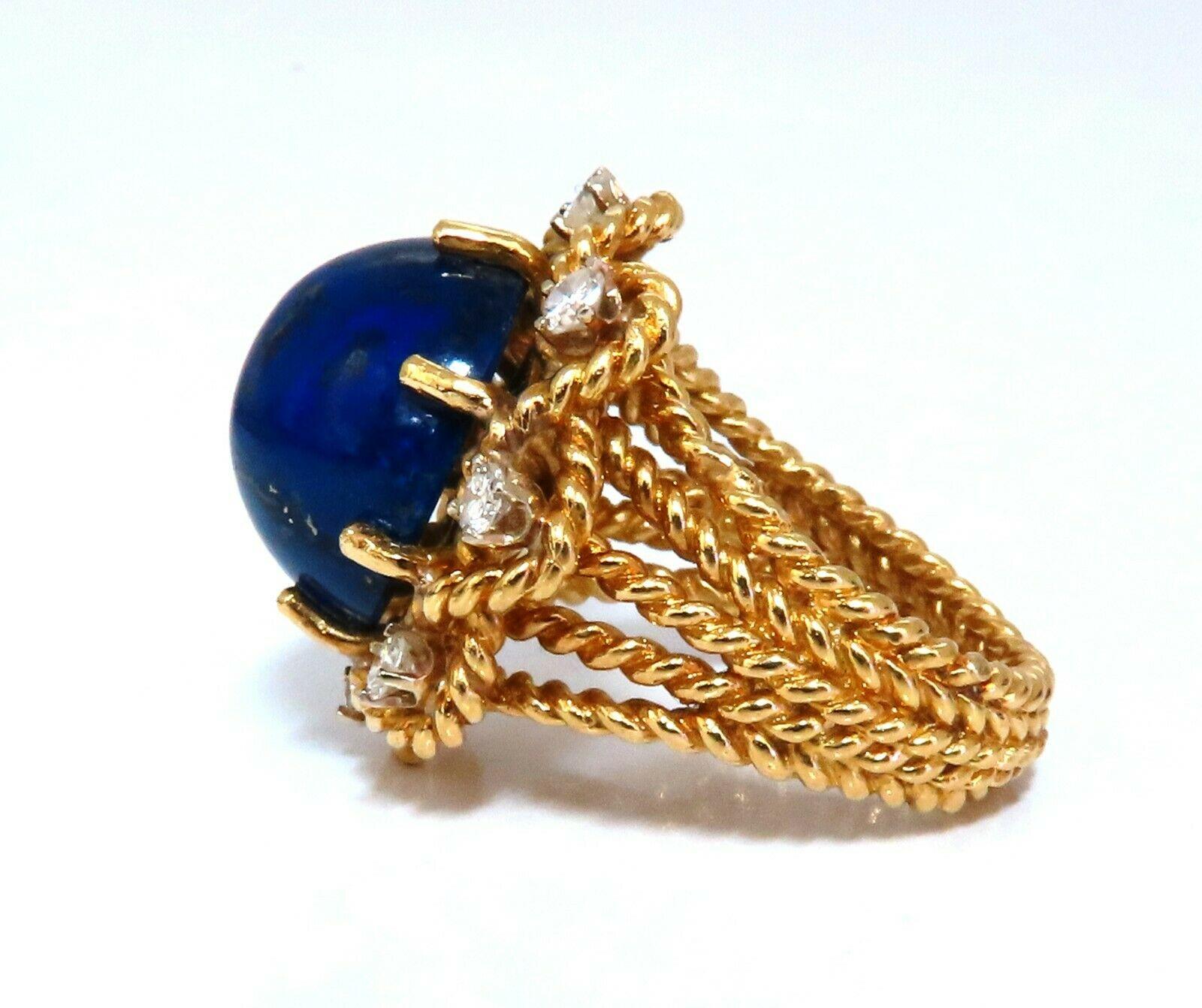 GIA Certified Natural Lapis Diamond Clip Earrings and Ring 18 Karat For Sale 7